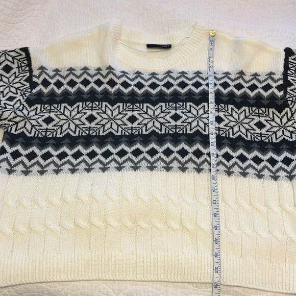 Lane Bryant Fair Isle Cable Knit Sweater Women 18/20 Ivory Cabin Preppy Winter - Picture 8 of 11